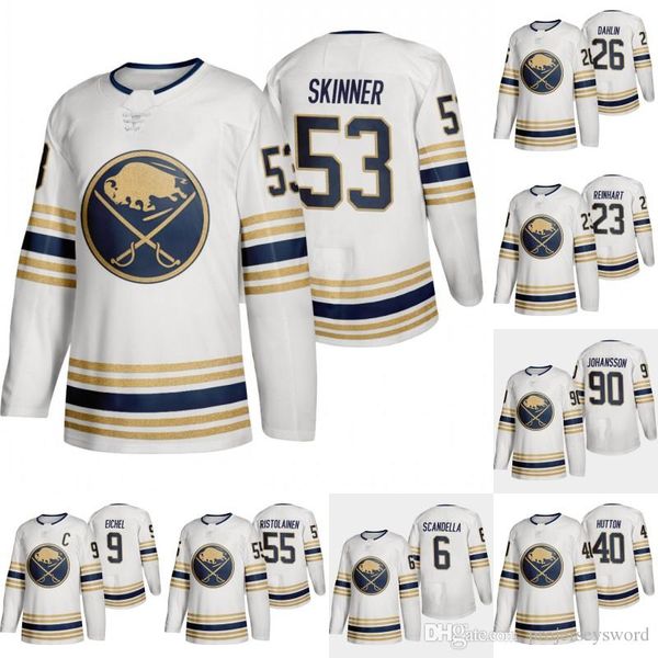 

Buffalo Sabres Gold 50th Season Jeff Skinner Jersey Rasmus Dahlin Jack Eichel Rasmus Ristolainen Evan Rodrigues Marcus Johansson Jerseys