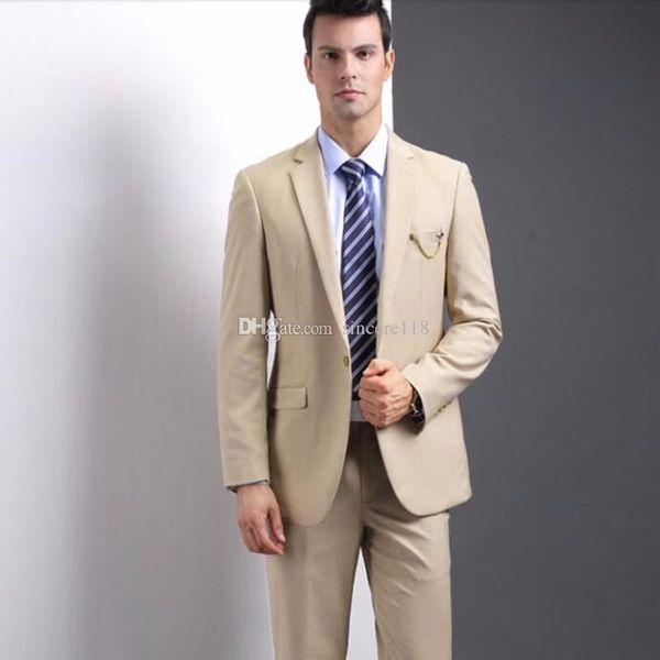 

fashionable beige groom tuxedos,handsome slim fit men wedding groomsmen business party prom suits (jacket+pants+tie) w:871, Black;gray