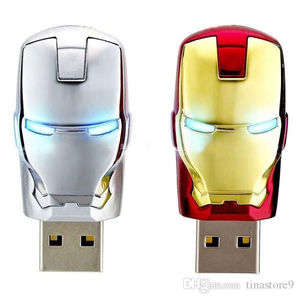 

sales fashion avengers iron man led flash usb flash drive memory stick pendrive 4gb 16gb 32gb 64g metal pendrive usb creative