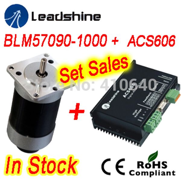 Conjunto de vendas Leadshine BLM57130 Brushless DC Servo Motor e ACS606 Servo Drive e Cabo de Extensão do Encoder e Cabo de Ajuste RS232