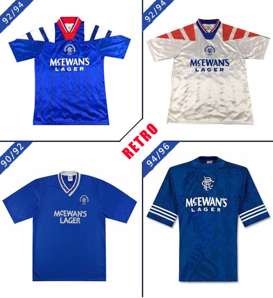 

1992 1994 1996 1997 glasgow rangers soccer jerseys retro home gascoigne albertz classic football shirts mccoist 90 92 94 football uniforms, Black;yellow