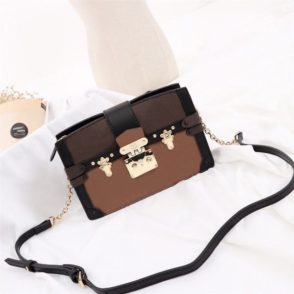 

trunk cluth fashion new women chain shoulder bags cute style real leather crossbody clutch bag for ladies with box