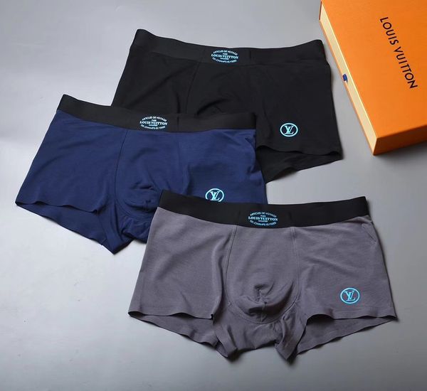 

high elastic comfortable ultra-thin men ice silk underwear men luxury designer brand 1l lv underpants 1l boxer, Black;white
