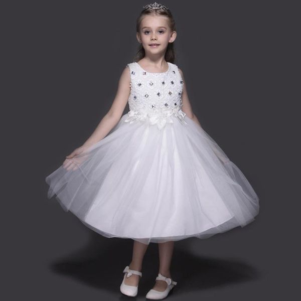 

kids clothes summer dresses for girls 2016 evening party dress princess costume children flower tulle wedding vestido, Blue