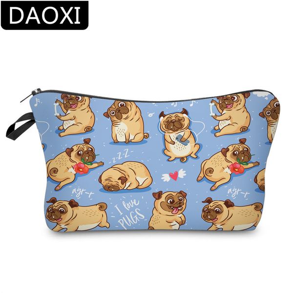 

daoxi 3d printing rose pug cosmetic bags makeup bag waterproof travel toiletry pouch for travel dx51491