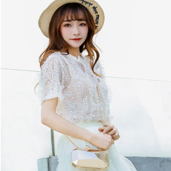 

women's dinner bag shoulder bag 2020 new fashion metal geometric women's dinner diagonal span chain