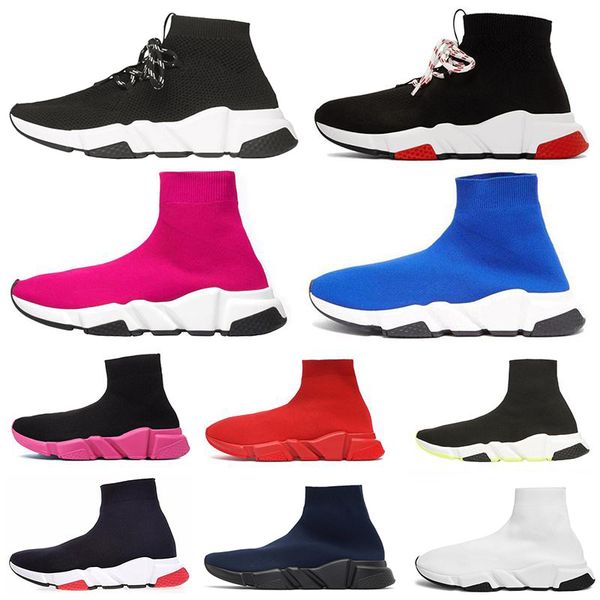 

new style designer sock shoes speed casual ankle boot lace-up triple black white flat fashion women mens platform sports trainers sneakers