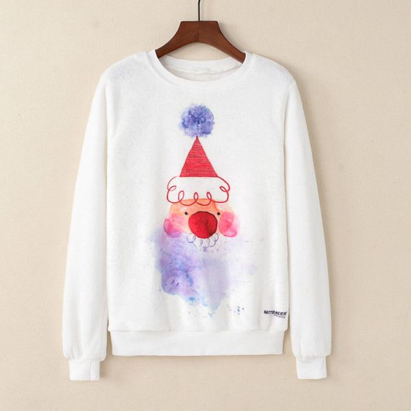 

Women Ladies Cotton Christmas Snowman Print Long Sleeve Hoodies Tops Casual Sweatshirt Warm Winter Coat White