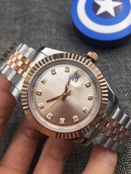 

quality men's watch, 41mm, stainless steel, automatic mechanical movement, dating treasure, sapphire glass, retail wholesale, Slivery;brown