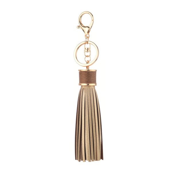 

new leather tassel ring keychain car key chain holder for women ornaments simple personality bag pendant accessory key ring, Silver