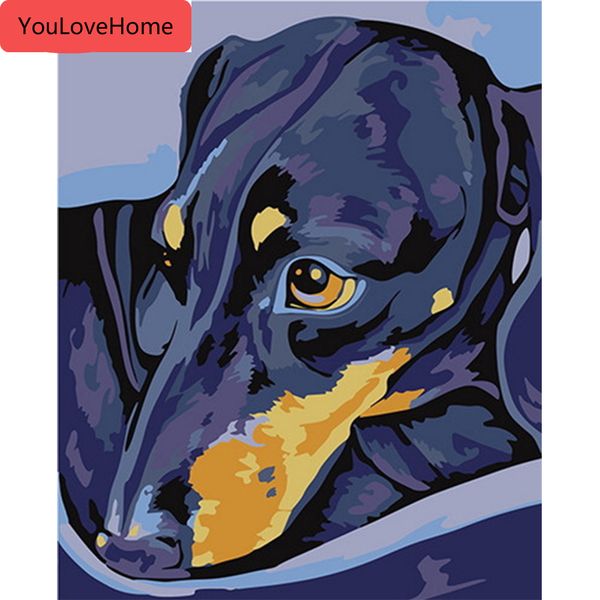 

картина маслом по номерам собака животные рисунок холст акрил ручная роспись картины по номерам настенное искусство подарок ручной работы кр