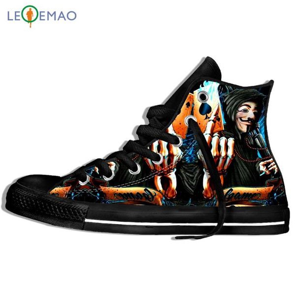 

outdoor walking shoes skull poker men/ novelty canvas sport shoes comfortable lace-up students sneakers