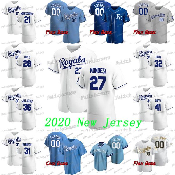 

27 adalberto mondesi 2020 eric skoglund chance adams randy rosario danny duffy jesse hahn ian kennedy jorge lopez mike montgomery jersey, Blue;black