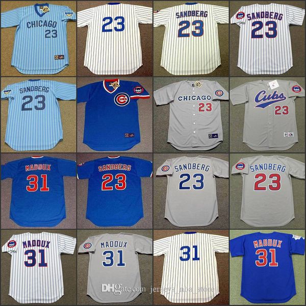 

chicago 23 ryne sandberg 31 maddux baseball jersey stitched, Blue;black