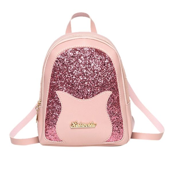 

fashion women small backpack with headphone cable hole shoulders letter mobile phone pu leather messenger crossbody bag