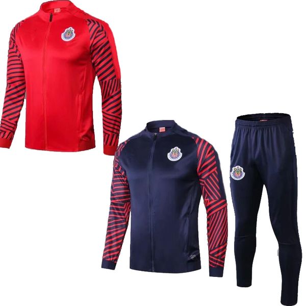 

2019 mexico club chivas de guadalajara red blue soccer tracksuit jackets suit camisas de futebol full zipper football jacket, Black
