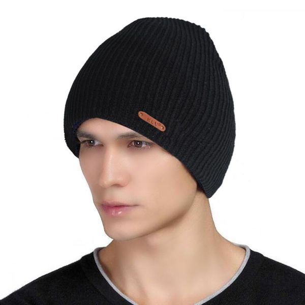 

fashion women men winter warm hat stripe beanies solid color knitted cap