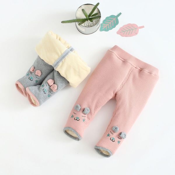

new baby leggings plus cotton fleece-lined boy pants cotton flax baby cartoon womens pants, Blue