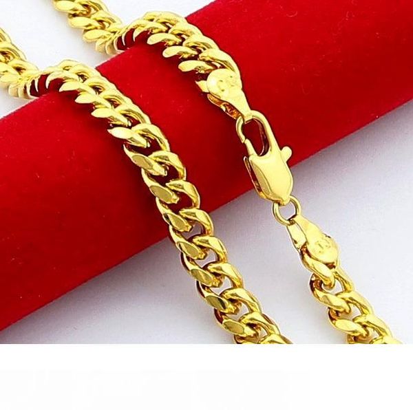 

chains man necklaces jewelry 24k gold 6.5mm men's 24k gold long chain classic 20-30 inch24kgp figaro chain for men i, Silver