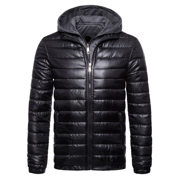 

dropshipping winter men jacket fashion hooded male parkas jacket coat mens casual windbreaker outerwear man winter wadded, Black