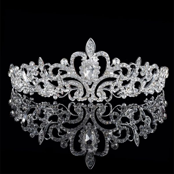 

wedding party 16x6cm tiaras beaded flower leaf headwear of bride crown diamond headwear for bride acting initiation graduation rs-26, White;golden