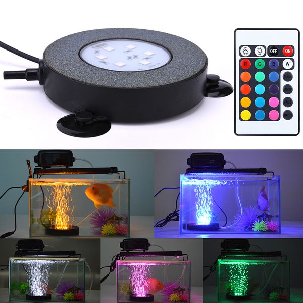 

us/eu/australia/uk plug rgb 16 color aquarium lamp led decoration air bubble stone lamp remote control fish tank lamp ac100-240v