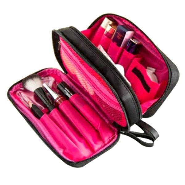 

2018 new cosmetic bag women cosmetic makeup bag brush case black waterproof professional travel organizer make up toiletry case