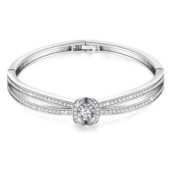 

7 inches charm women love bangle bracelets with czech drill birthday jewelry for wife, Black