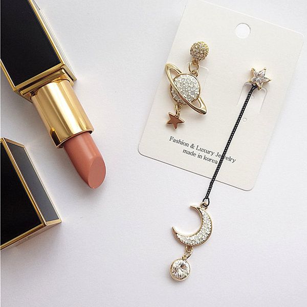 

personality minimalist earrings long star moon earring dangle simple earring for women girls earrings, Silver