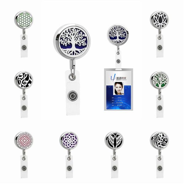 

new 316l stainless steel badge holder essential oil diffuser locket name tag alligator clip holder 10pcs pads, Silver