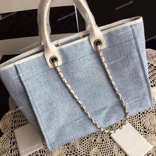 

2019 ummer travel beach canva bag fa hion large hopping bag genuine leather handle tote women 039 beach handbag 38cm whole ale