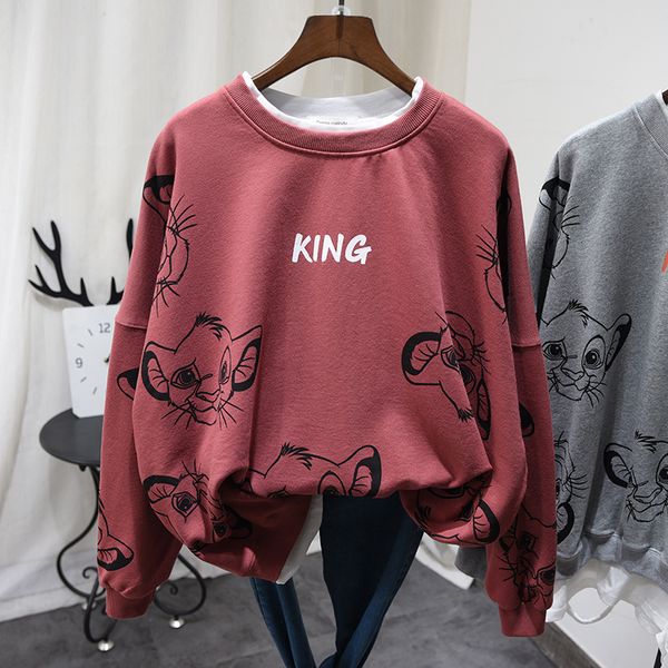 

2020 новый корейский стиль средней длины hoodie женские сыпучие-fit bf мультфильм пуловер рубашка студенческая весна и осень tops, Black