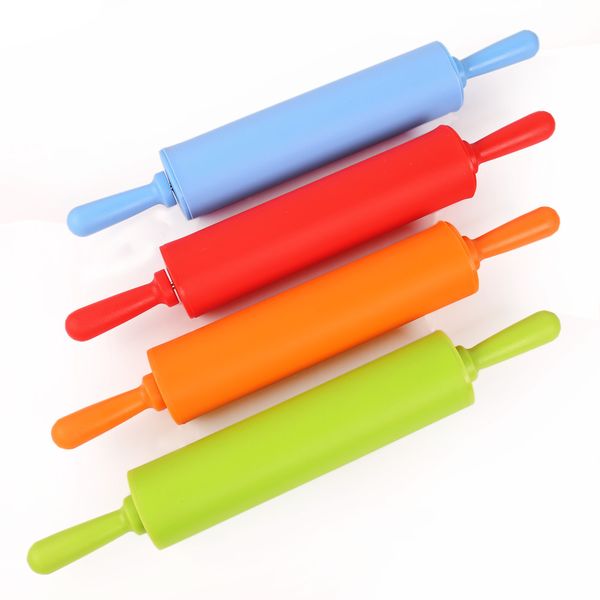 

household silicone rolling pin wood handle baking fondant paste dumpling wrappers rolling stick baking tool pressed noodle stick