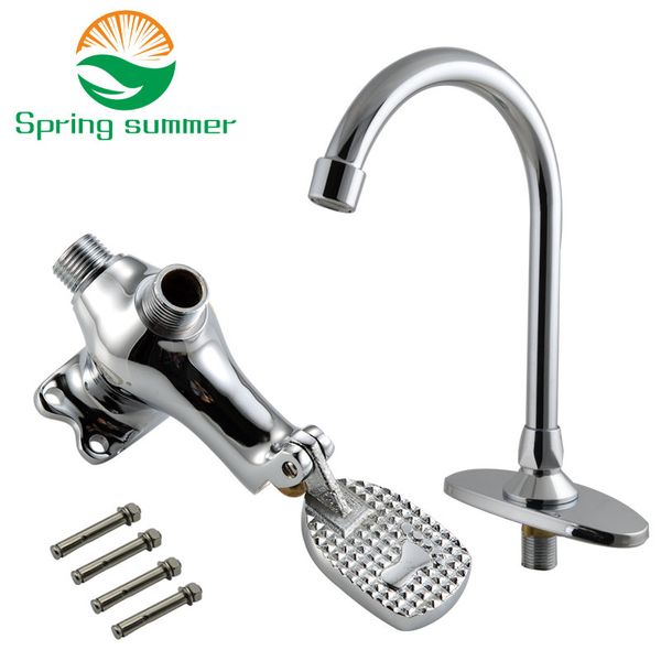 

spring summer brass pedal faucet, public lavabo, pedal faucet, school hospital hand-washing faucet