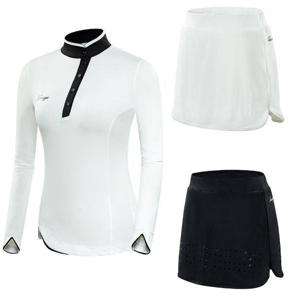 

golf clothing sets women breathable long-sleeved t-shirt anti-light shorts skirt suit sportswear d0852