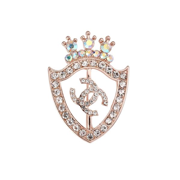 

women brooches fashion letter designer brooch pin with alloy diamonds crystal pearl clothes decoration, White