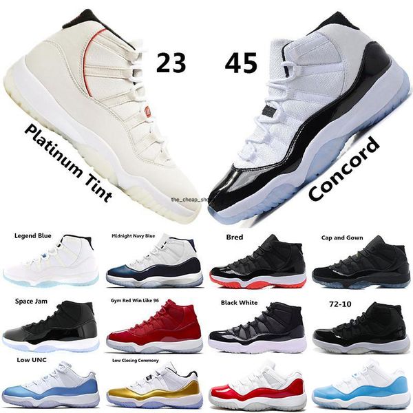 

platinum tint 378037-100 concord 45 prom night xi 11s 11 cap and gown men women basketball shoes bred space jam mens sports sneakers