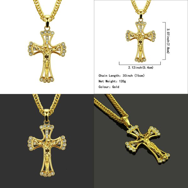 

ornaments necklace hip hop diamond hollow cross pendeloque cut necklace ornaments men gold plated pendants iced out pendant, Silver