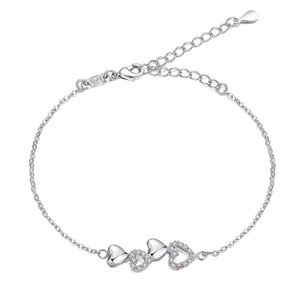 

fashion women wedding party bridal linked hearts rhinestone charm bracelet bangle ladies statement jewelry gifts ing, Black