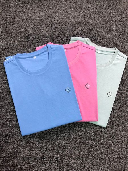 

20ss italy flowers t-shirt tee fashion letter printed breathable t-shirt casual loose solid t-shirt men women short sleeve down jackets 0423, Black