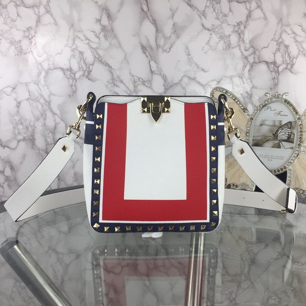 

new fashion designer women handbags strap crossbody rivet bags genuine leather shoulder handbags lock bags bookbag mini coin purse bag 19cm