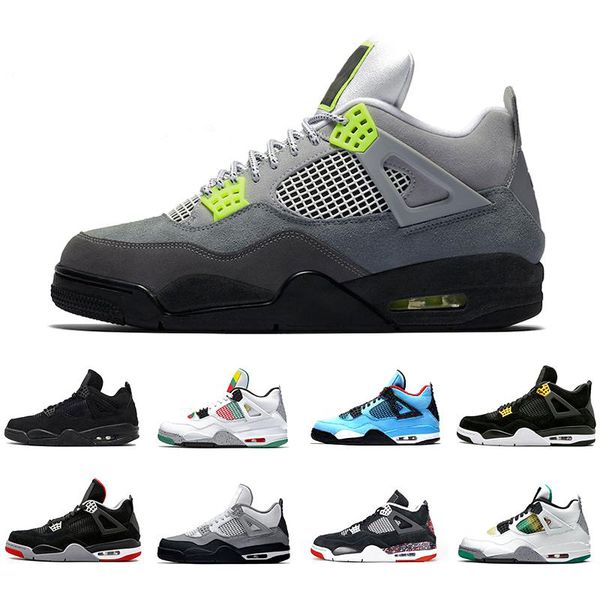 

wholesale jumpman 4 4s men women basketball shoes neon court purple bred mens trainers sports sneakers size 7-13