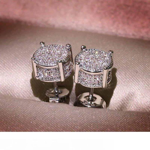 

men women earrings studs fashion yellow white gold plated sparkling cz simulated diamond earrings for m, Golden;silver