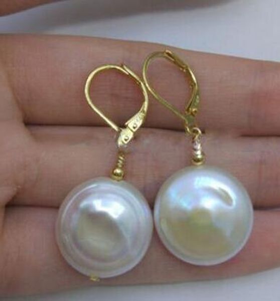 

gratis envÃ­o enorme de 12-13mm barroco blanco perla del mar del sur pendientes 14 k/20 gancho, Silver