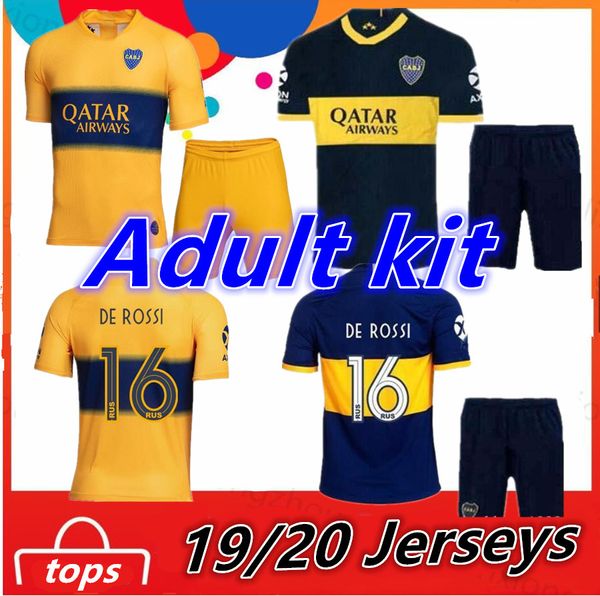

de rossi 2019 2020 boca juniors kit soccer jerseys home away tevez camiseta 19 20 gago carlitos sports football shirts, Black