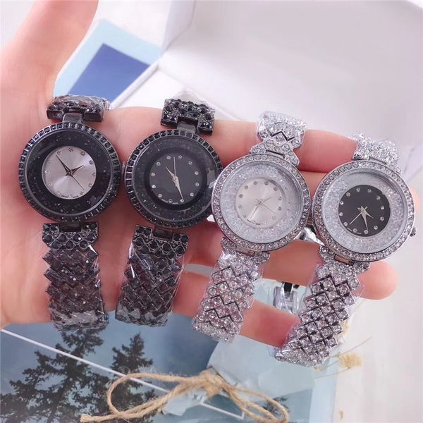 

шт / много мода 2020 женщин роскошь роллинг diamonds леди часы из нержавеющей стали желтое золото / серебро браслет наручные часы nice женщи, Slivery;brown