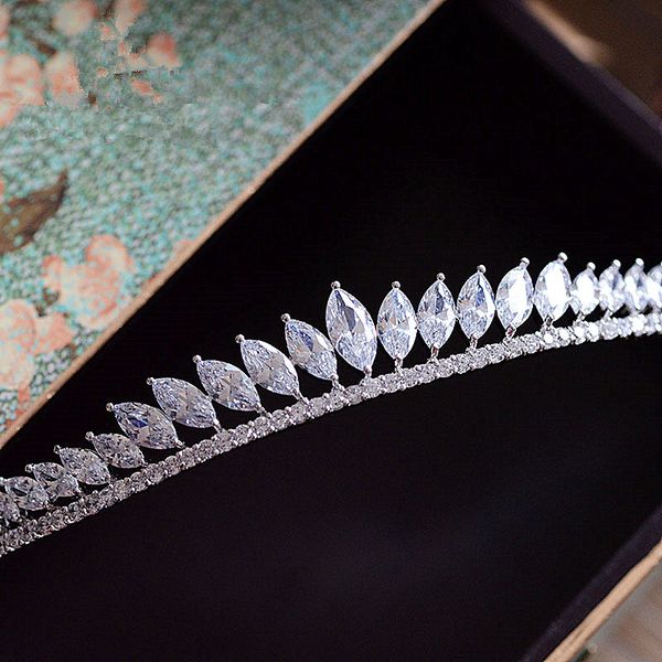 

full zircon tiara cz crown headband wedding hair accessories diadem hair jewelry tiaras and crowns diadema coroa noiva wigo0892, Golden;white