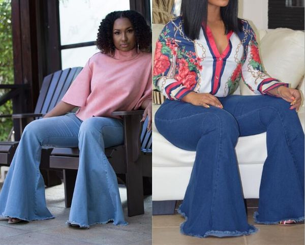 

женская дизайнерские джинсы мода большой клеш брюки ретро женский wide leg одежда кнопка повседневная одежда, Blue
