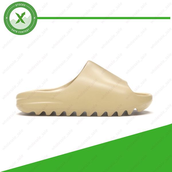 

stock x 2020 bone mens luxury designer slippers foam runner kanye west desert sand resin beach women men slides slipper sandal sandals 36-45, Black