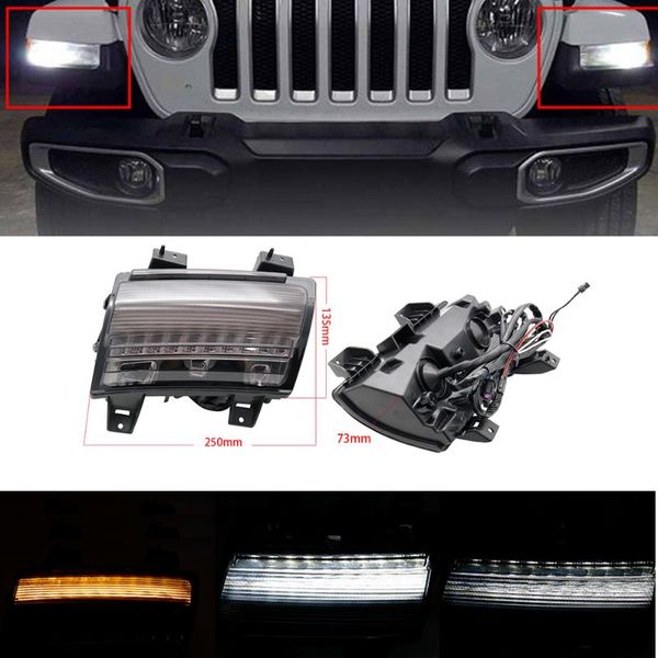 

for wrangler jl 2018 2019 front fender flares smoked led new daytime running / turn signal lights fender white drl